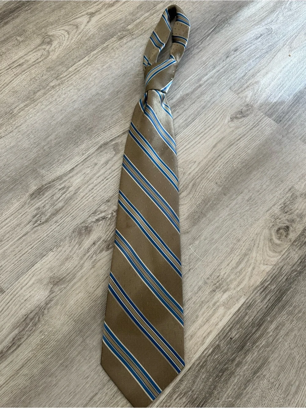 Stafford Brown Tie with Blue and White Stripes
